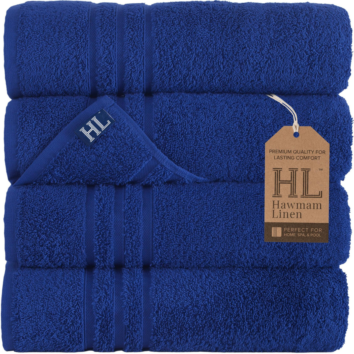 Hawmam Linen White Bath Towels 4 Pack 27 x 54 Inches 100% Turkish Cotton Soft Lightweight and Highly Absorbent Quick Drying Towels, Premium Quality Perfect for Daily Use