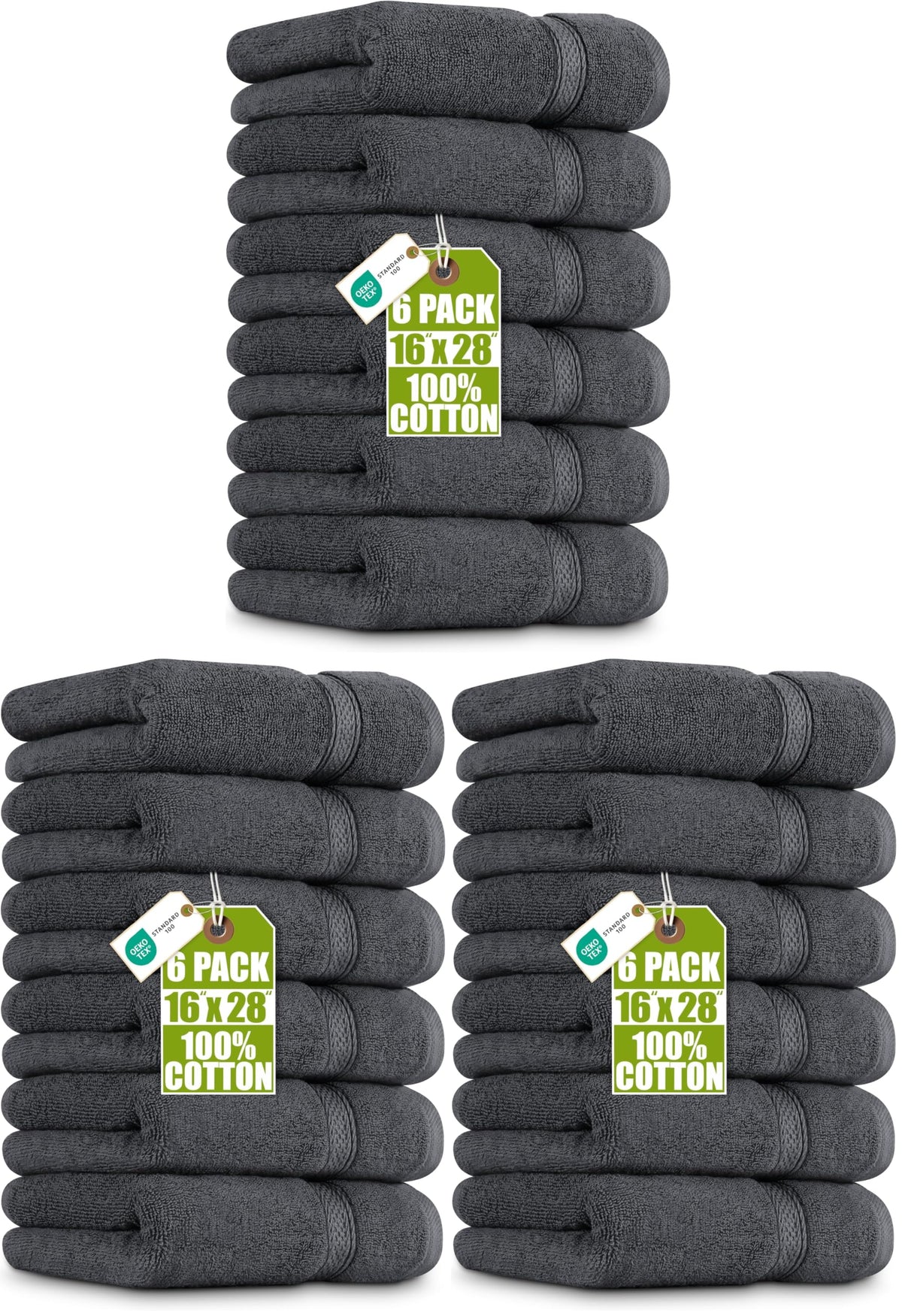 Utopia Towels 6 Pack Premium Hand Towels, 16x28 in, 600 GSM Cotton, Grey
