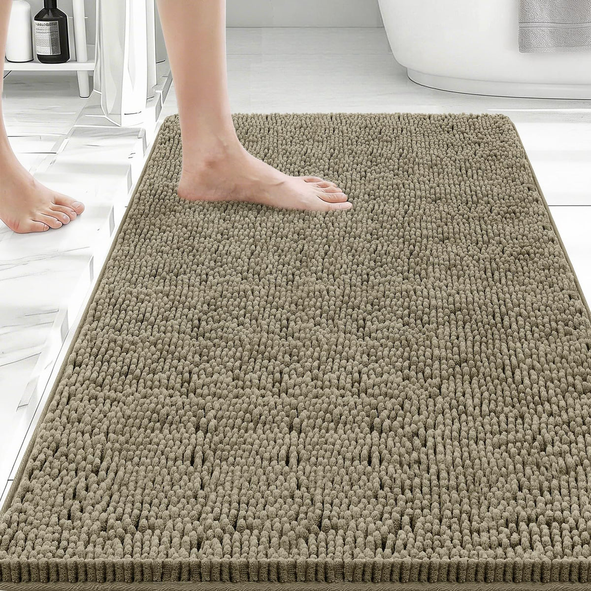 Bcoimo Small Bath Rug Mat,Sage Chenille High Absorbent Bathroom Floor Mats