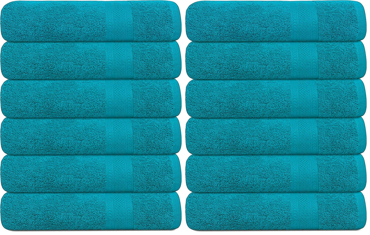 KAHAF COLLECTION 100% Cotton Bath Towel Set, White 24x48 Pack of 6 Towels, Quick Dry, Highly Absorbent, Soft Feel Towel, Gym, Spa, Bathroom, Shower, Pool, Luxury Soft Towels Light-Weight