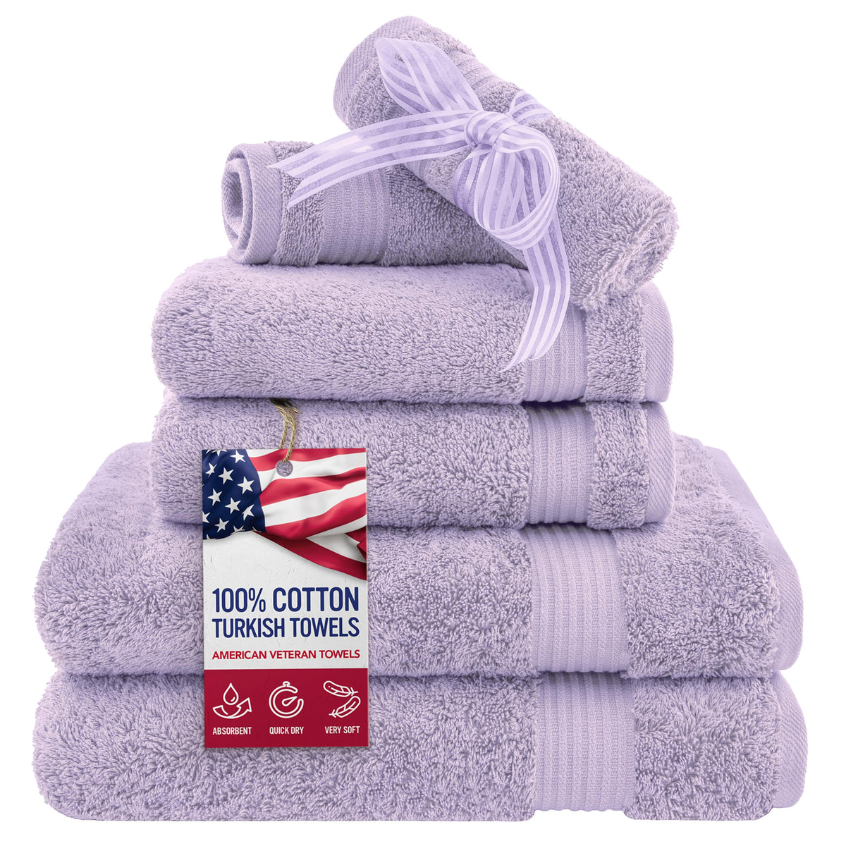 American Veteran Towel, 100% Cotton Turkish Bath Towels for Bathroom 4 Pack, 27x54 Extra Large Premium Soft Drying Bathroom Towels, Navy Blue