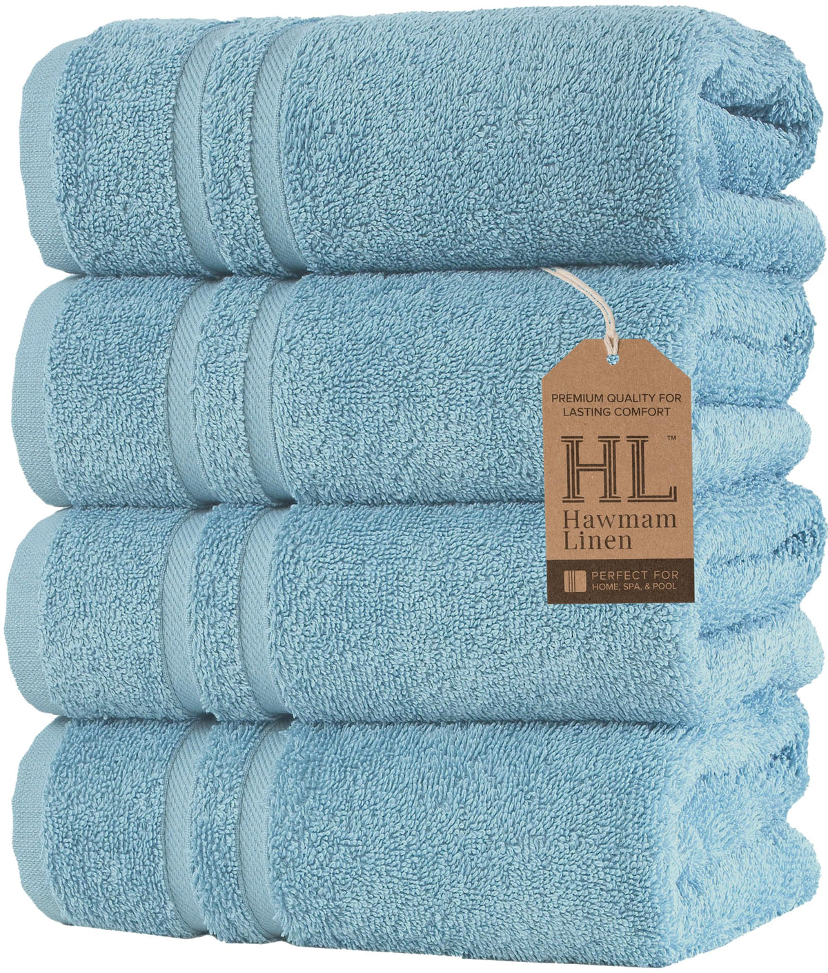 Hawmam Linen White Bath Towels 4 Pack 27 x 54 Inches 100% Turkish Cotton Soft Lightweight and Highly Absorbent Quick Drying Towels, Premium Quality Perfect for Daily Use