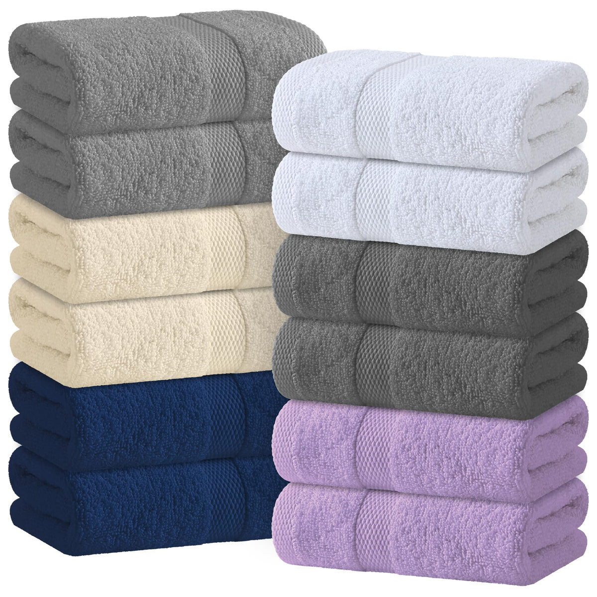 Wealuxe White Bath Towels Set of 4 — 27 x 54 Inch, 100% Ring Spun Cotton 650GSM, Extra Absorbent, Soft White Towels for Bathroom, Shower, Hotel, Spa