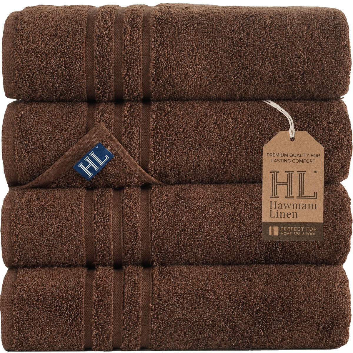 Hawmam Linen White Bath Towels 4 Pack 27 x 54 Inches 100% Turkish Cotton Soft Lightweight and Highly Absorbent Quick Drying Towels, Premium Quality Perfect for Daily Use