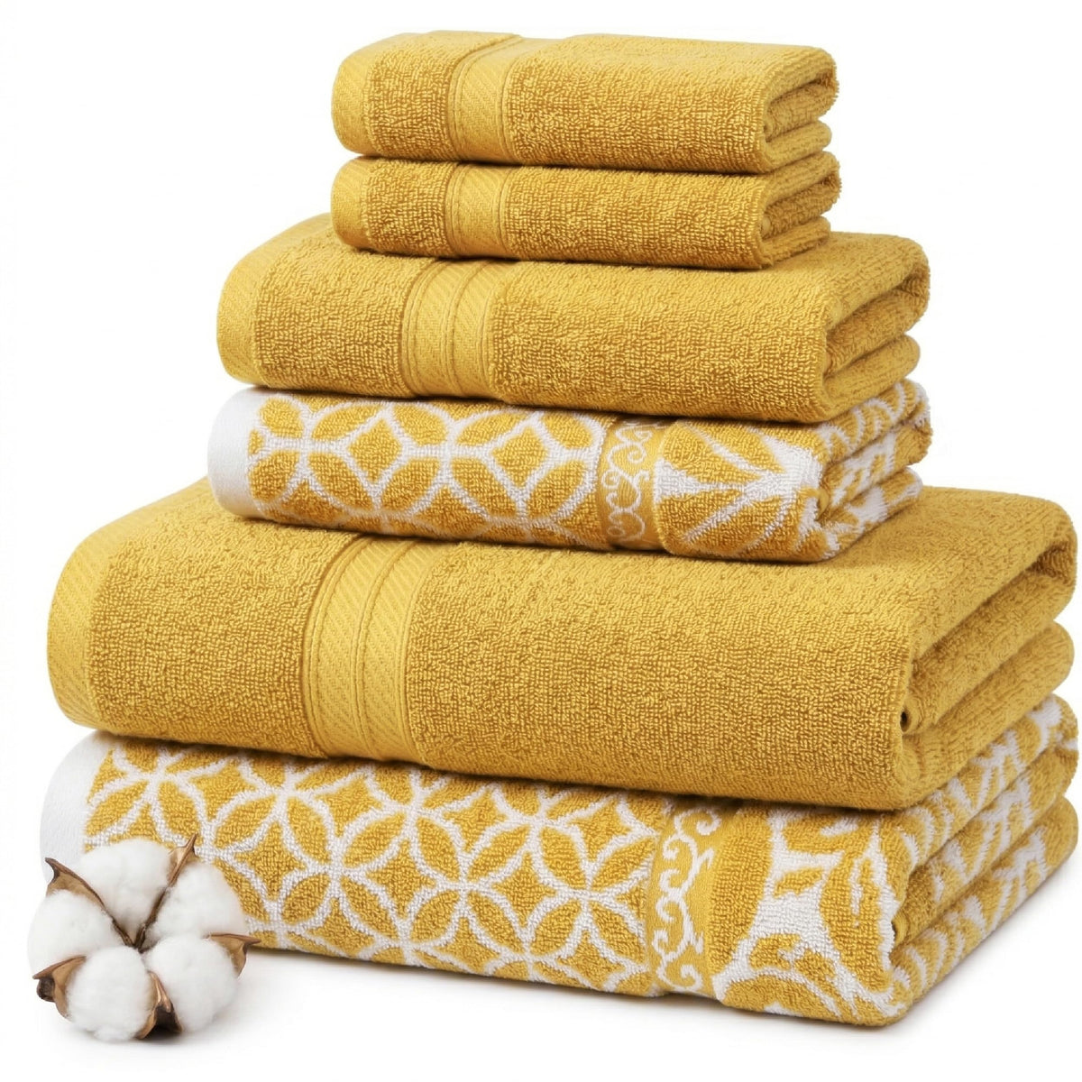 Modern Threads 6 Piece Bath Towel Set – Bathroom Set with 2 Bath Towels, 2 Hand Towels, and 2 Wash Cloths – 100% Cotton, Super Absorbent & Extra Soft – Reversible Classic Diamond (Aqua)