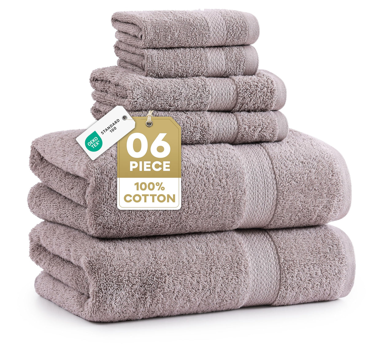 LANE LINEN Bath Towel Set Absorbent Quick Dry 100% Cotton 6 Piece - Navy