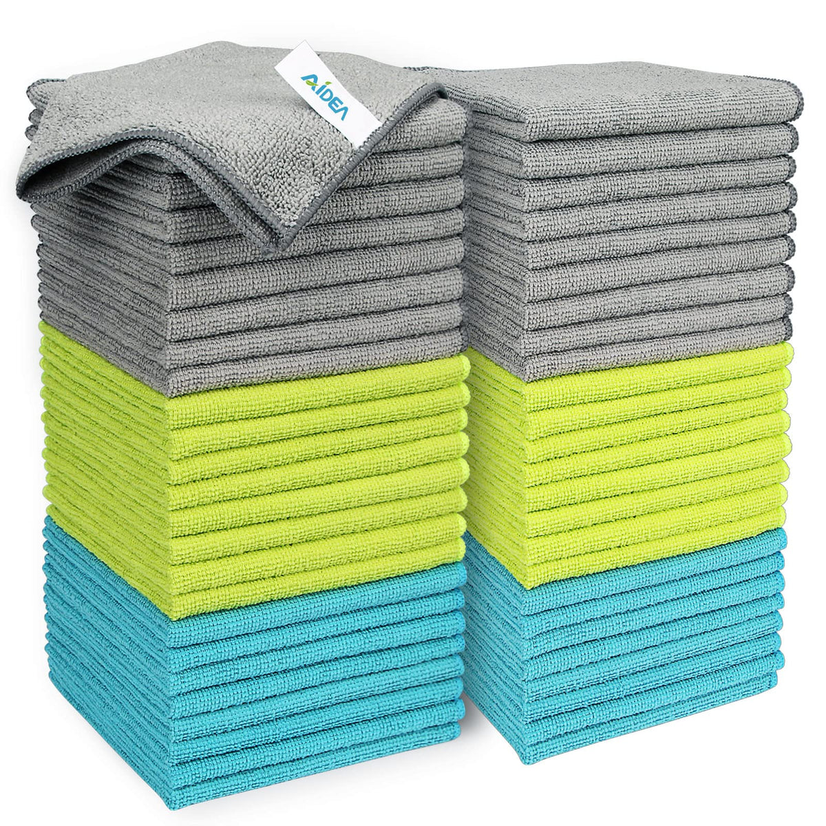 AIDEA Microfiber Cleaning Cloth-50PK, Microfiber Towels for Cars 12"x12"