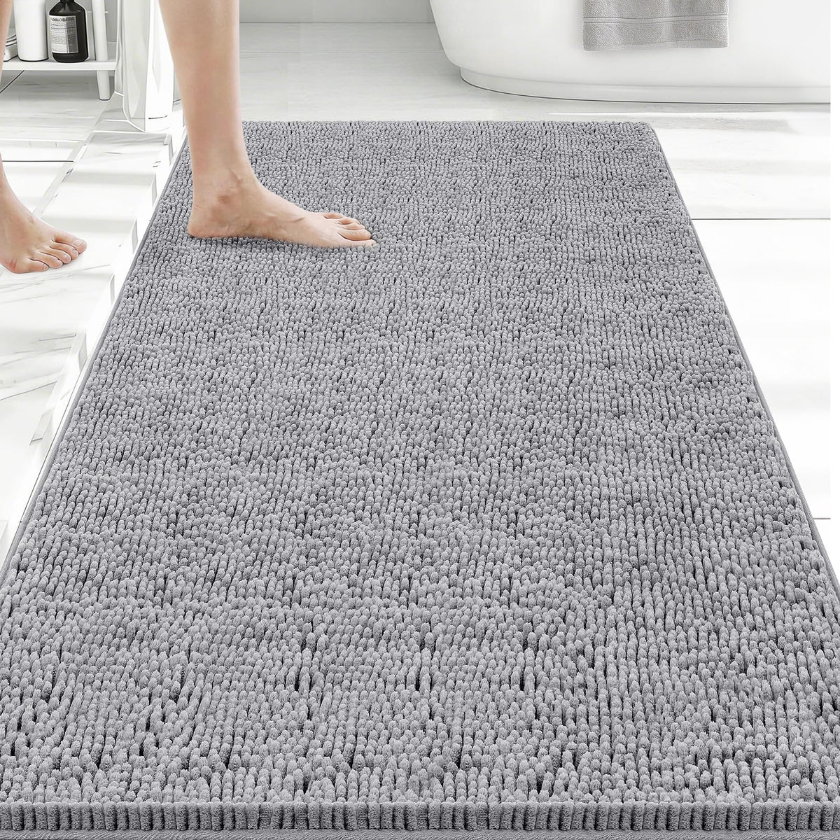 Bcoimo Small Bath Rug Mat,Sage Chenille High Absorbent Bathroom Floor Mats