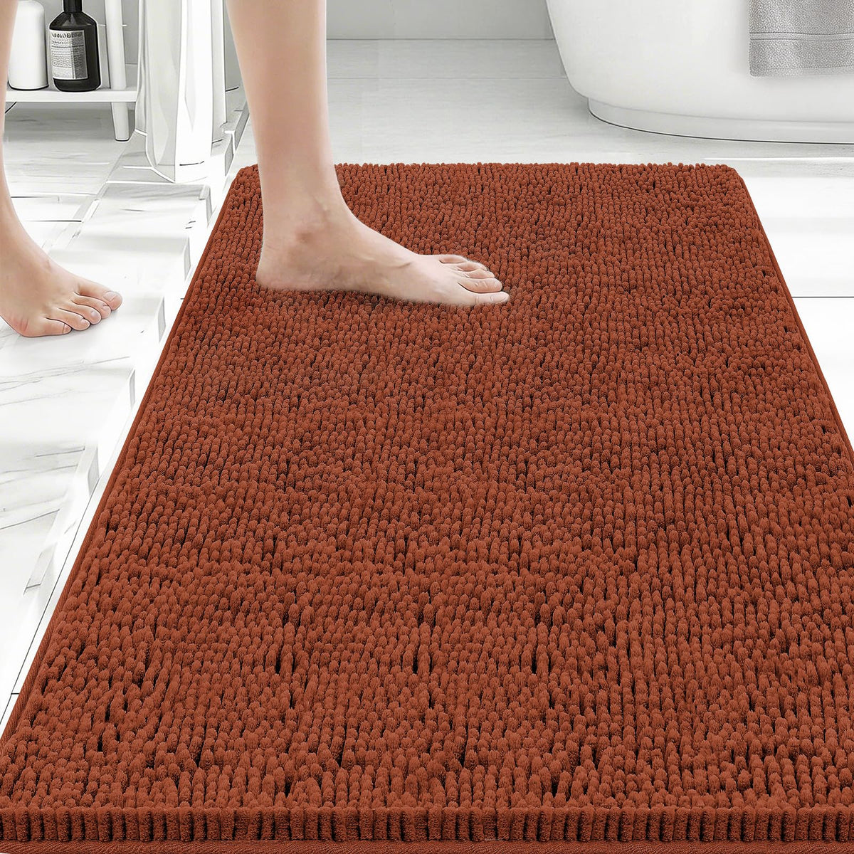 Bcoimo Small Bath Rug Mat,Sage Chenille High Absorbent Bathroom Floor Mats