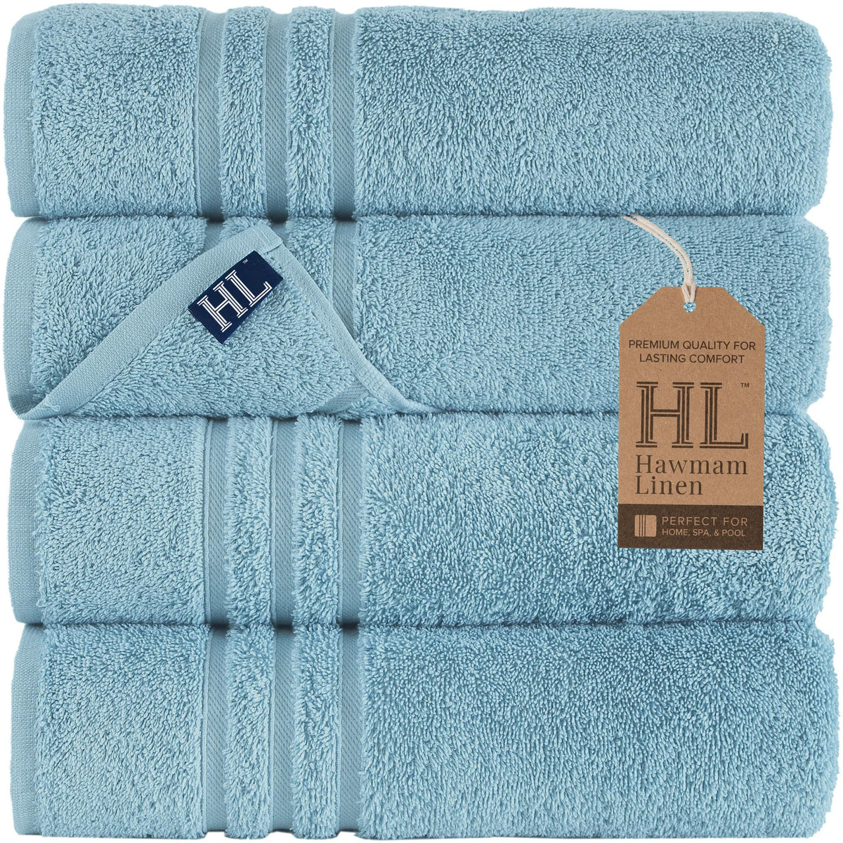 Hawmam Linen White Bath Towels 4 Pack 27 x 54 Inches 100% Turkish Cotton Soft Lightweight and Highly Absorbent Quick Drying Towels, Premium Quality Perfect for Daily Use