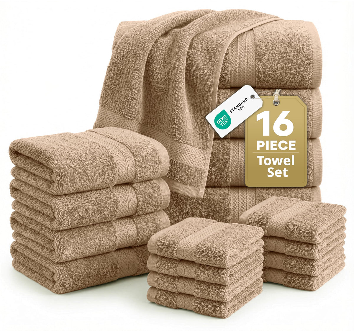 LANE LINEN Bath Towel Set Absorbent Quick Dry 100% Cotton 6 Piece - Navy