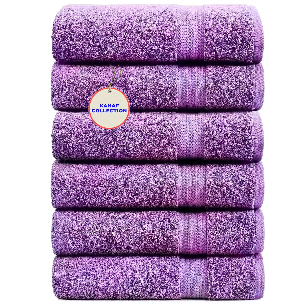 KAHAF COLLECTION 100% Cotton Bath Towel Set, White 24x48 Pack of 6 Towels, Quick Dry, Highly Absorbent, Soft Feel Towel, Gym, Spa, Bathroom, Shower, Pool, Luxury Soft Towels Light-Weight