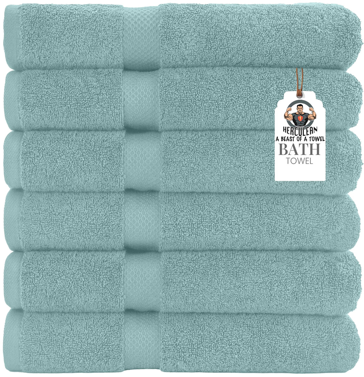 HERCULEAN Premium Bath Towels 24 x 48 Pack of 6 | Quick Dry and Highly Absorbent | 100% Cotton Terry Towels for Bathroom - Perfect for Shower - Pool and Spa - Luxury Soft Towels - Charcoal Grey