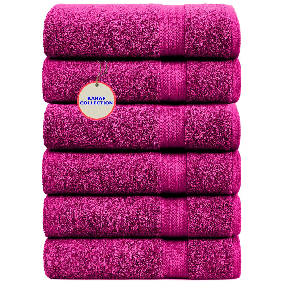 KAHAF COLLECTION 100% Cotton Bath Towel Set, White 24x48 Pack of 6 Towels, Quick Dry, Highly Absorbent, Soft Feel Towel, Gym, Spa, Bathroom, Shower, Pool, Luxury Soft Towels Light-Weight