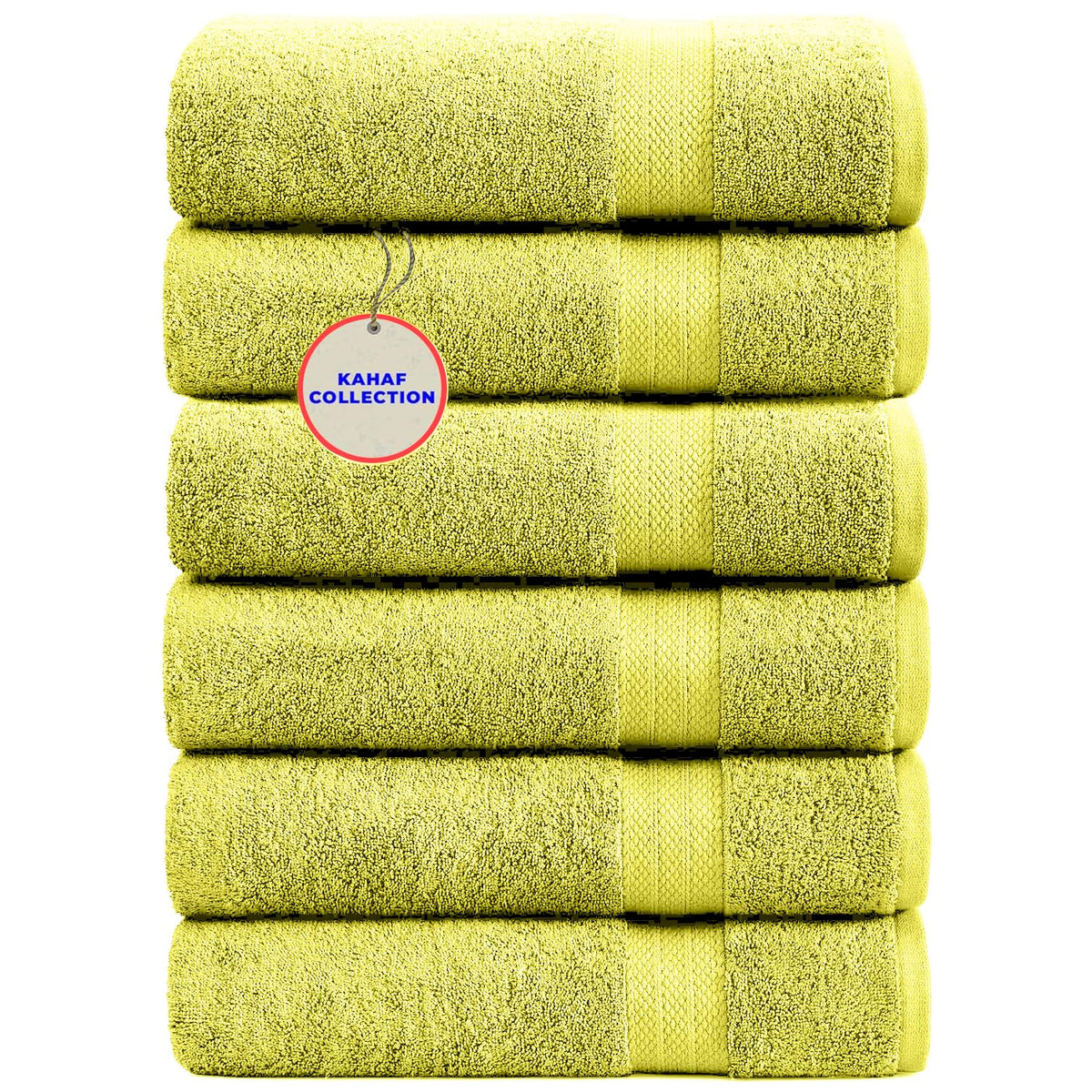 KAHAF COLLECTION 100% Cotton Bath Towel Set, White 24x48 Pack of 6 Towels, Quick Dry, Highly Absorbent, Soft Feel Towel, Gym, Spa, Bathroom, Shower, Pool, Luxury Soft Towels Light-Weight