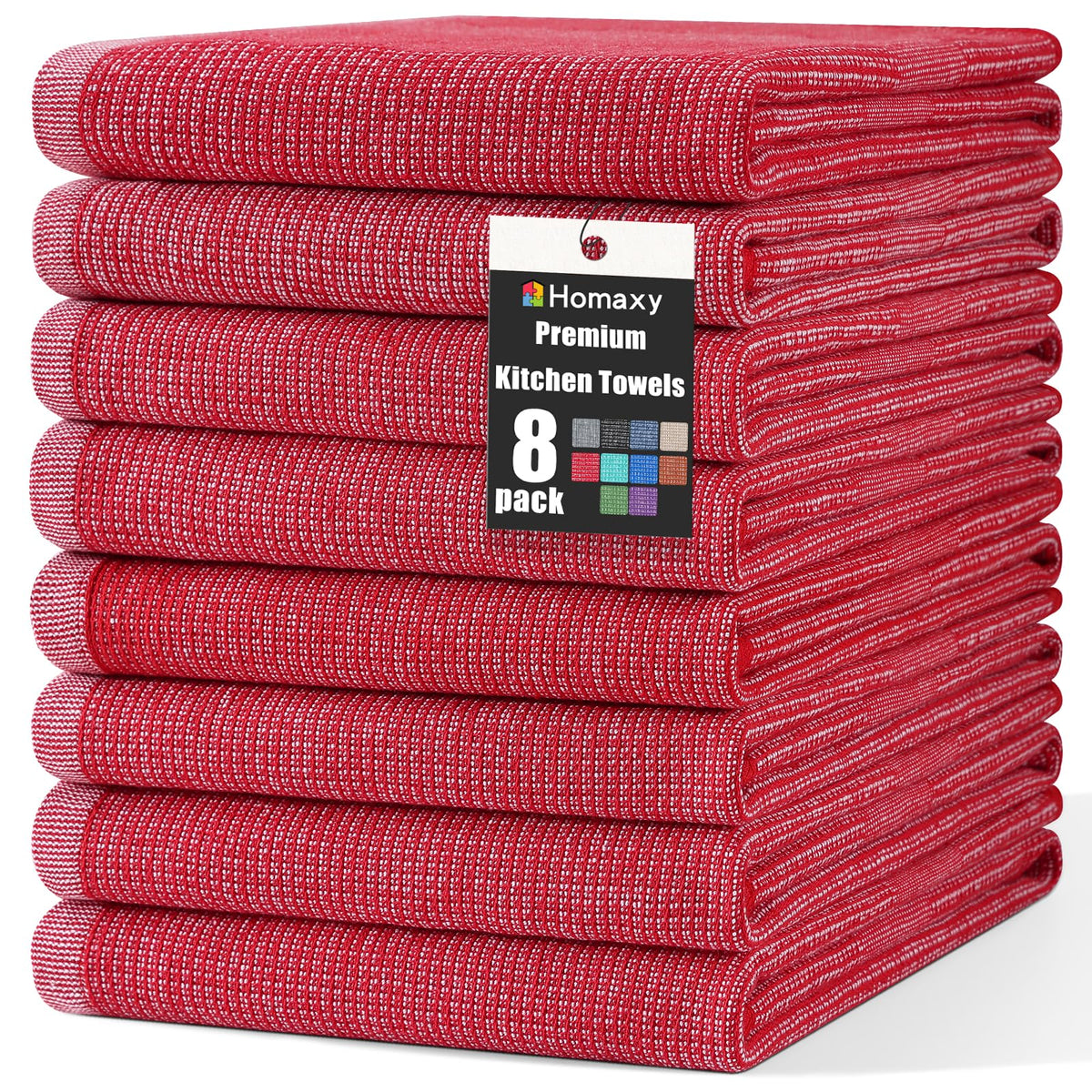 Homaxy 380 GSM Cotton Premium Kitchen Towels 6 Pack, 18"x 28", Khaki