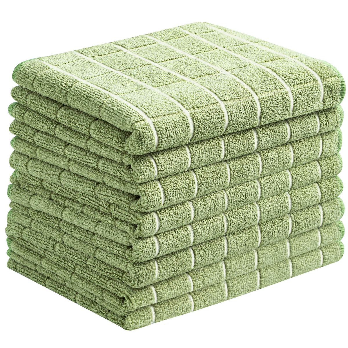 Microfiber Dish Towels - Soft, Super Absorbent and Lint Free Kitchen Towels - 8 Pack (Lattice Designed Gray Colors) - 26 x 18 Inch
