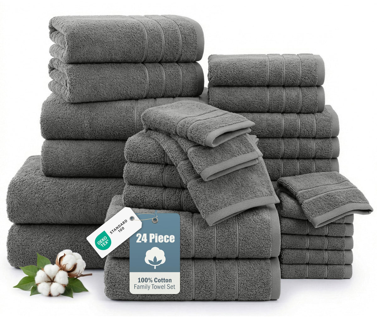 Casa Platino Large Bath Towel Set Absorbent Quick Dry 100% Cotton - White