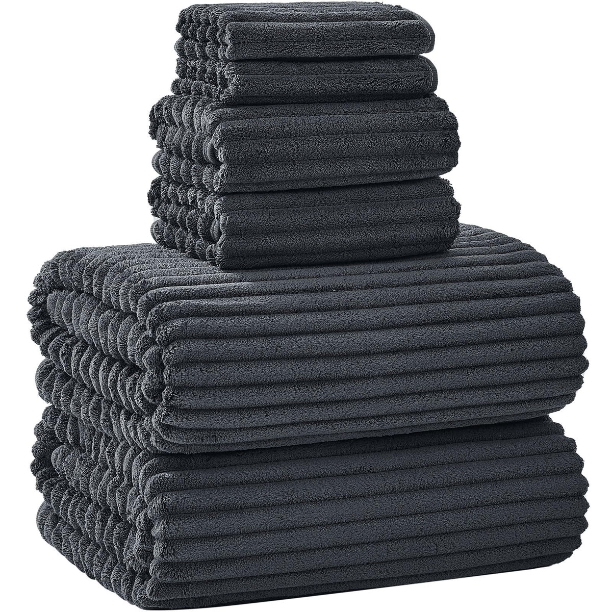 6 PC Bath Towel Set, 40"x80" Oversized Bath Sheets, Navy Blue