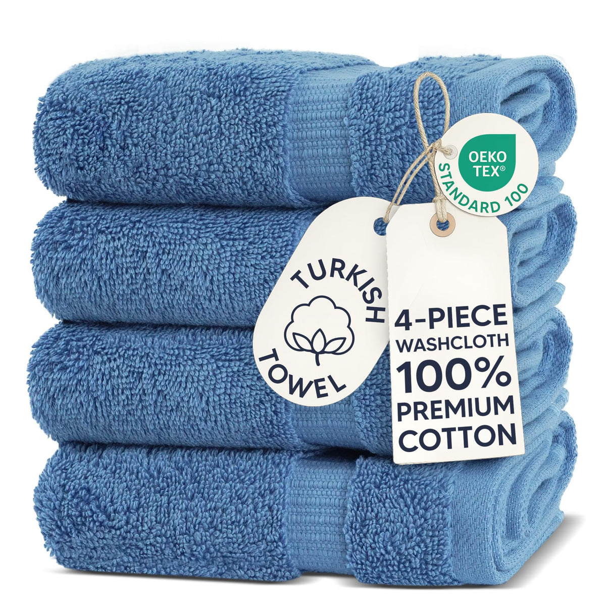 Chakir Turkish Linens 100% Cotton 4-Pack Bath Towels 27x54, Gray