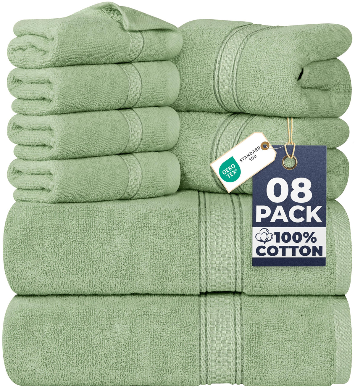 Utopia Towels 8 Piece Majestic Plush Luxury Towel Set, Cotton, Grey