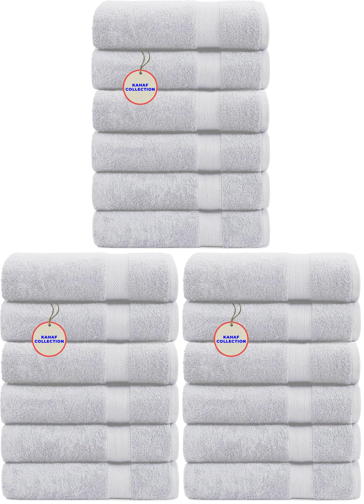 KAHAF COLLECTION 100% Cotton Bath Towel Set, White 24x48 Pack of 6 Towels, Quick Dry, Highly Absorbent, Soft Feel Towel, Gym, Spa, Bathroom, Shower, Pool, Luxury Soft Towels Light-Weight