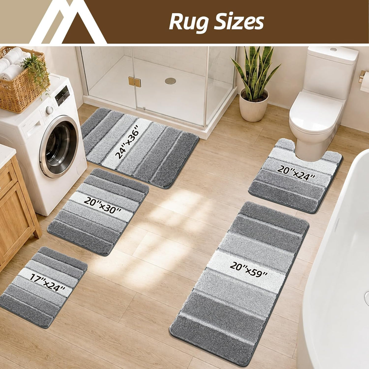 COSY HOMEER Bathroom Rugs 24x17,Ultra Soft Absorbent Bath Mat,Grey