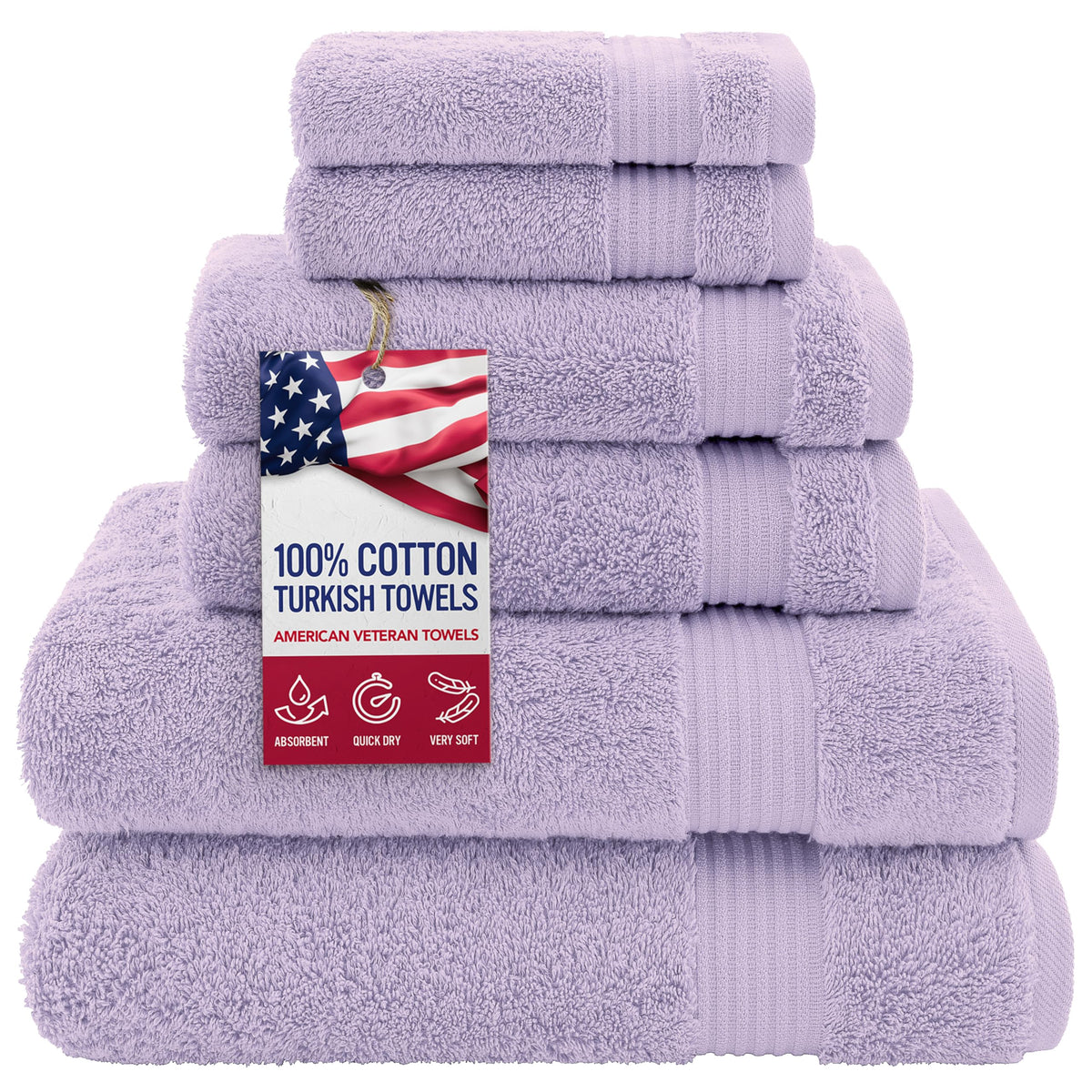 American Veteran Towel, 100% Cotton Turkish Bath Towels for Bathroom 4 Pack, 27x54 Extra Large Premium Soft Drying Bathroom Towels, Navy Blue