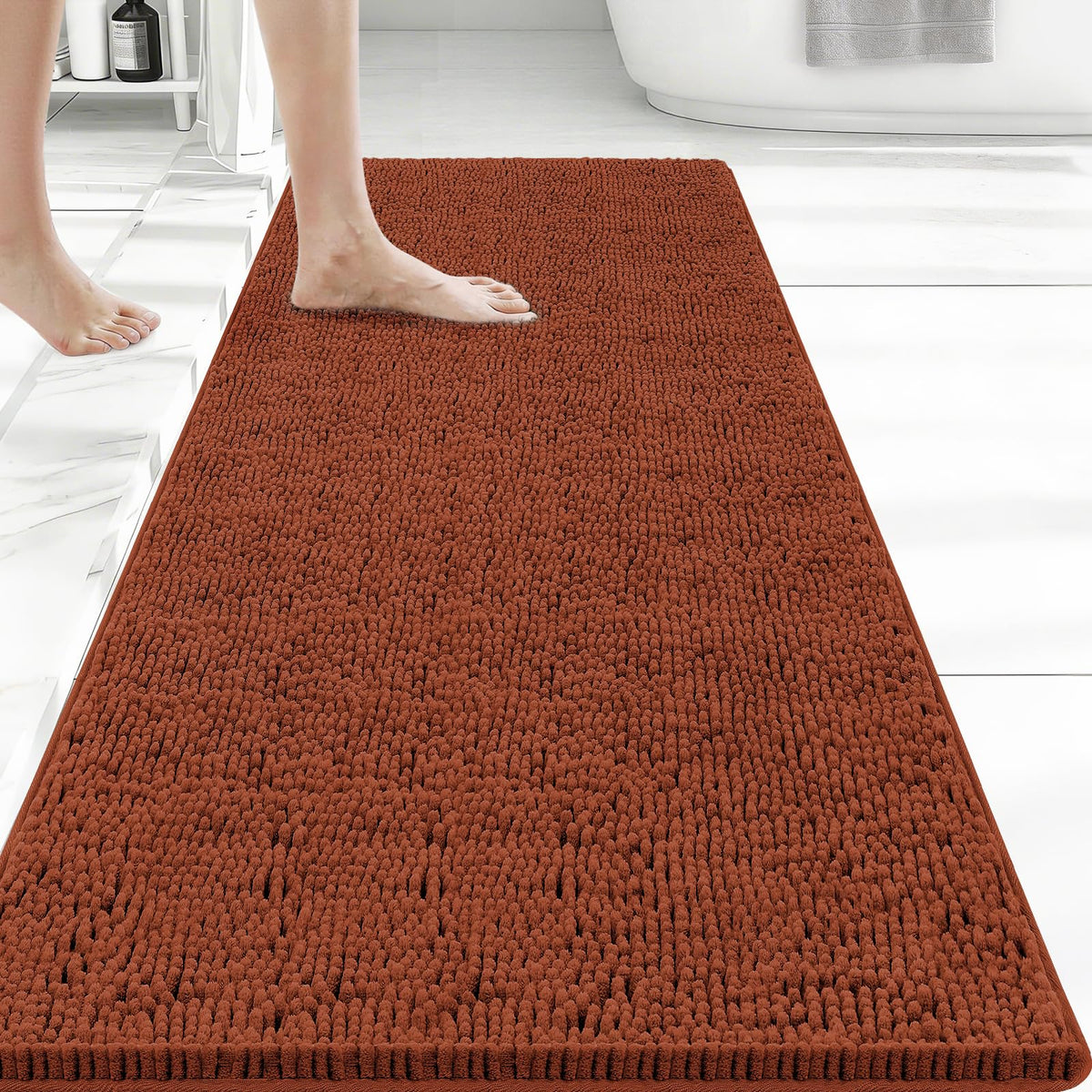 Bcoimo Small Bath Rug Mat,Sage Chenille High Absorbent Bathroom Floor Mats