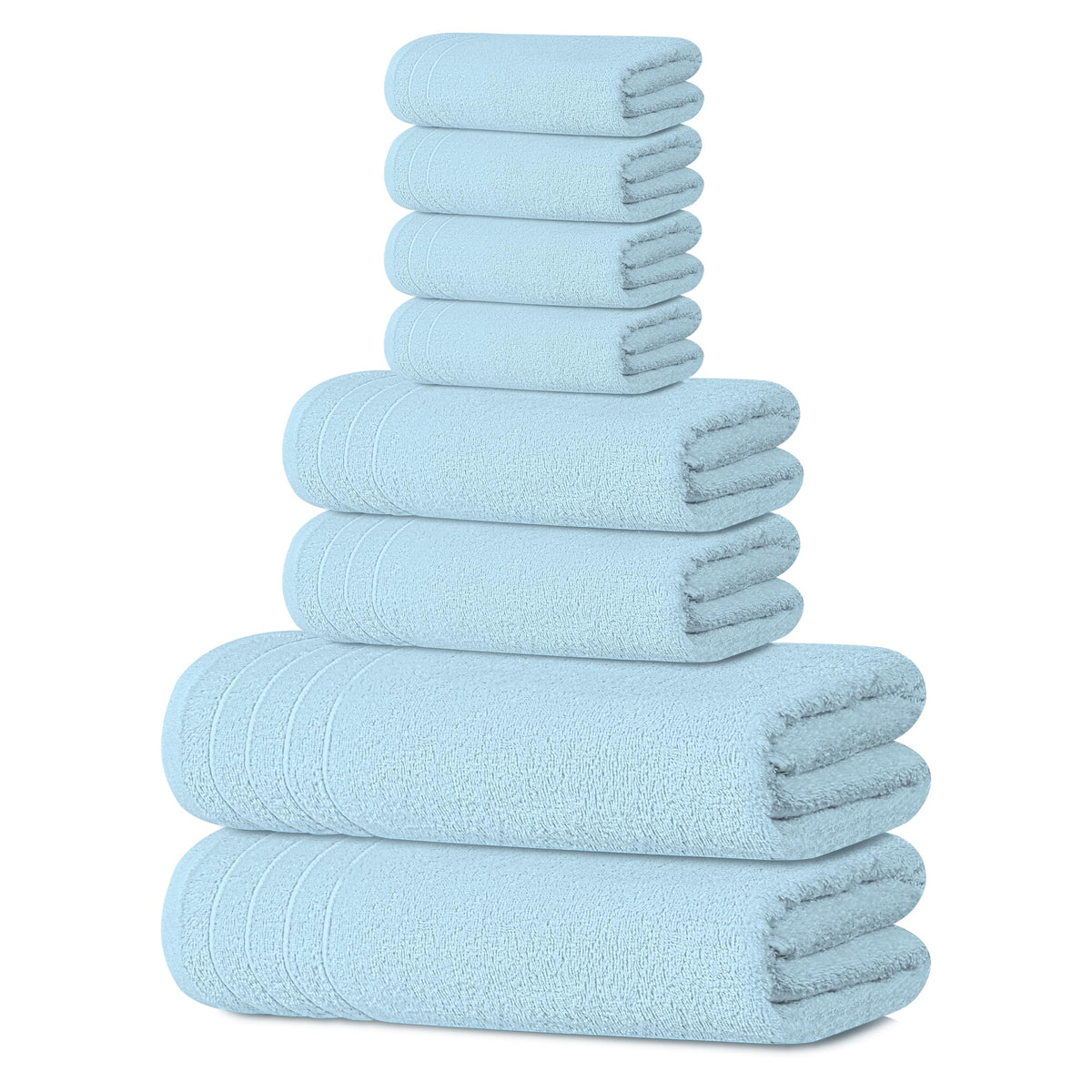 Tens Towels 8 Piece Towel Set, 2 XL Bath, 2 Hand, 4 Washcloth, Dark Grey