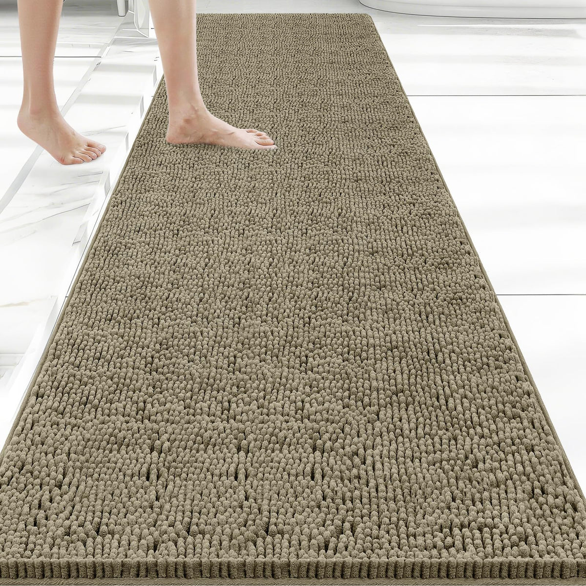 Bcoimo Small Bath Rug Mat,Sage Chenille High Absorbent Bathroom Floor Mats