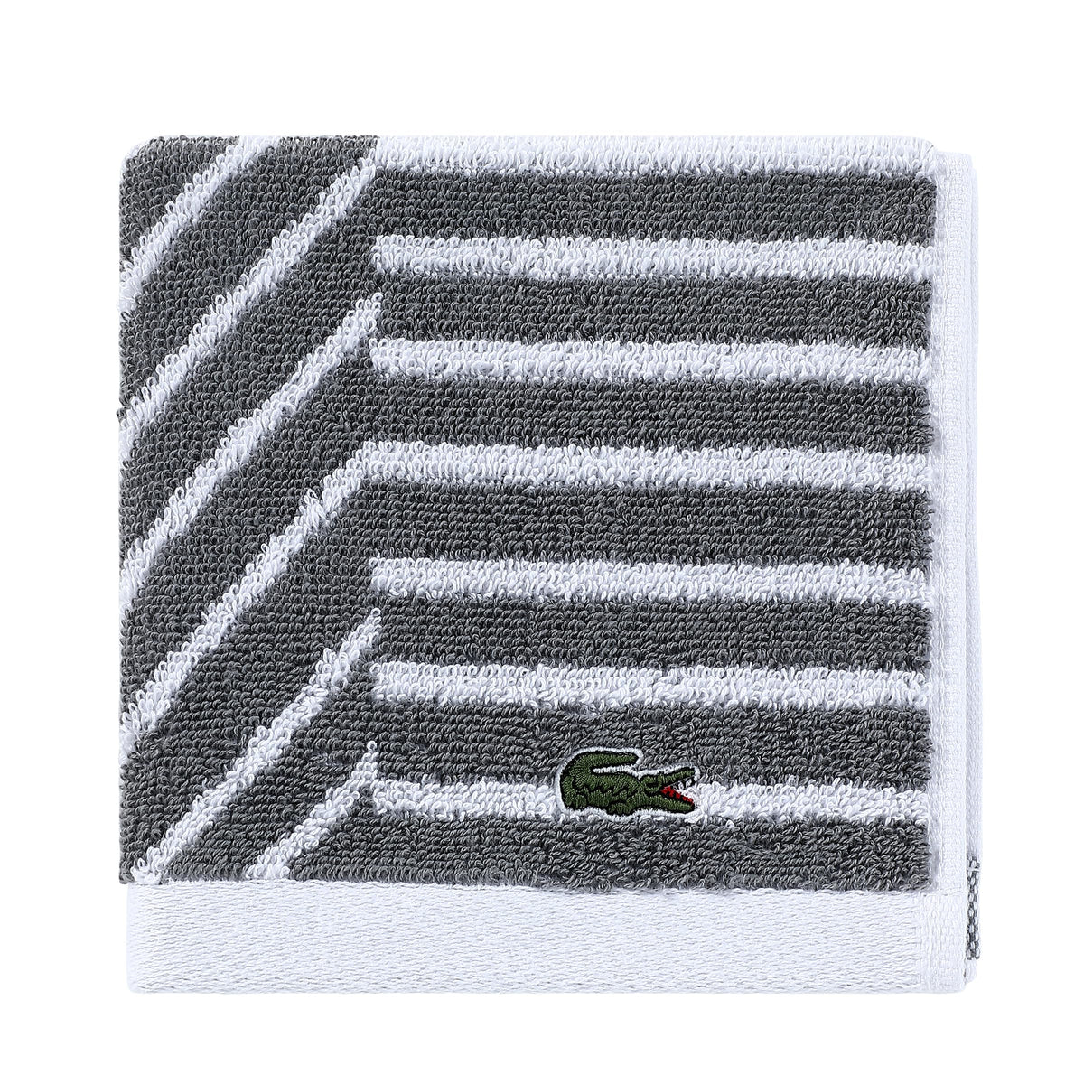 Lacoste Guethary Striped 100% Cotton Bath Towel, Meteorite, 30"x54"