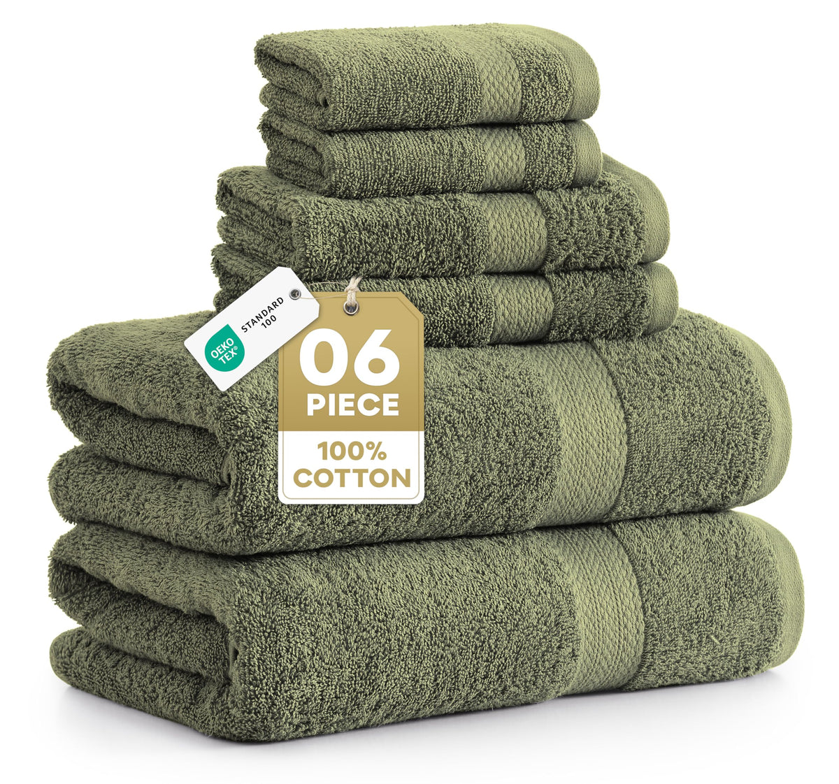 LANE LINEN Bath Towel Set Absorbent Quick Dry 100% Cotton 6 Piece - Navy