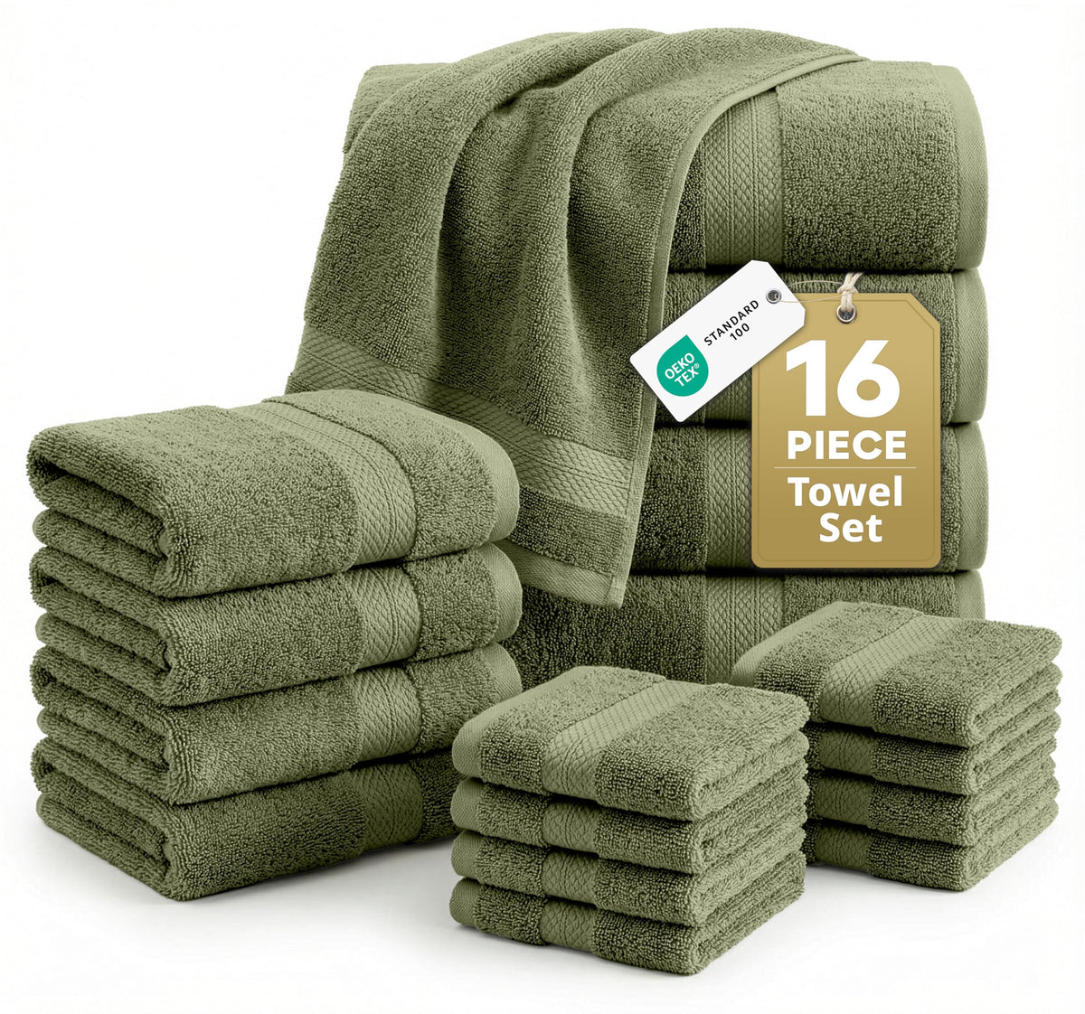 LANE LINEN Bath Towel Set Absorbent Quick Dry 100% Cotton 6 Piece - Navy