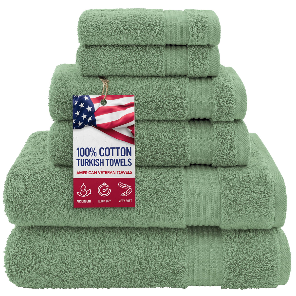 American Veteran Towel, 100% Cotton Turkish Bath Towels for Bathroom 4 Pack, 27x54 Extra Large Premium Soft Drying Bathroom Towels, Navy Blue