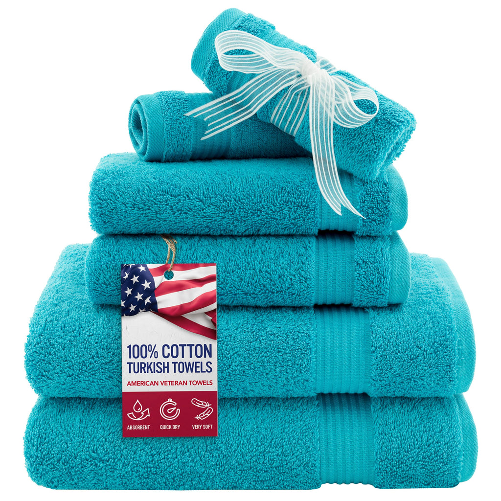 American Veteran Towel, 100% Cotton Turkish Bath Towels for Bathroom 4 Pack, 27x54 Extra Large Premium Soft Drying Bathroom Towels, Navy Blue