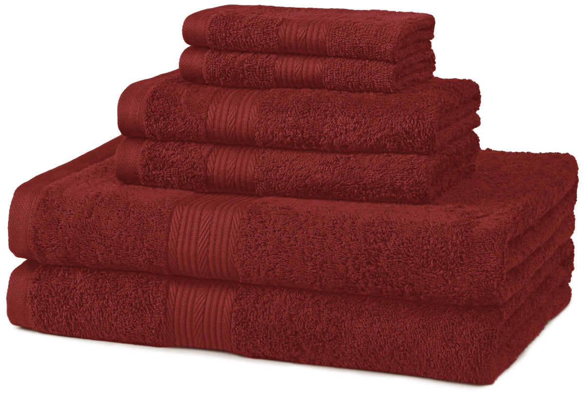 Amazon Basics 6-Piece Oversized Highly Absorbent Fade-Resistant Towel Set, 100% Cotton Towels for Bathroom, Soft, 2 Bath Towels, 2 Hand Towels, 2 Washcloths, White
