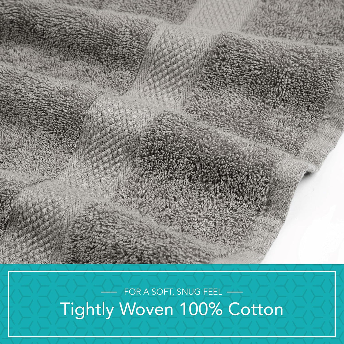 Pleasant Home Bath Towels Set of 6 (24” x 50”) 100% Cotton, Gray