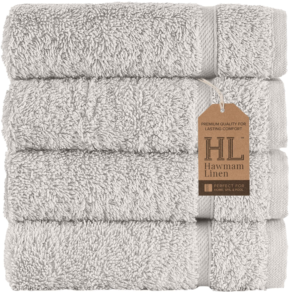Hawmam Linen White Bath Towels 4 Pack 27 x 54 Inches 100% Turkish Cotton Soft Lightweight and Highly Absorbent Quick Drying Towels, Premium Quality Perfect for Daily Use