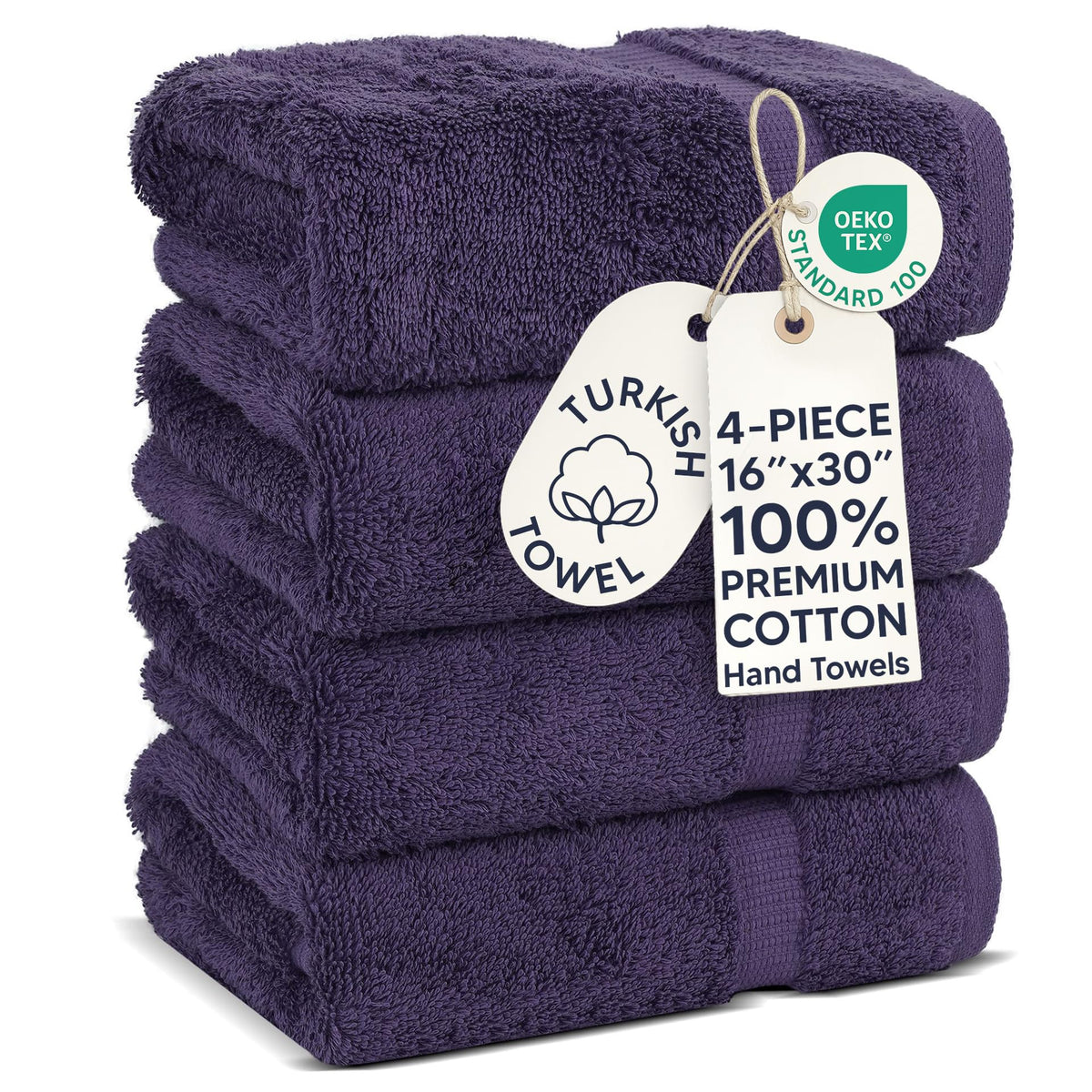 Chakir Turkish Linens 100% Cotton 4-Pack Bath Towels 27x54, Gray