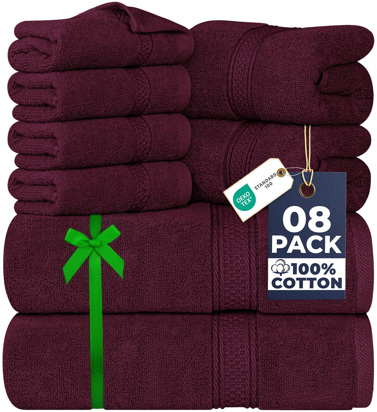 Utopia Towels 8 Piece Majestic Plush Luxury Towel Set, Cotton, Grey