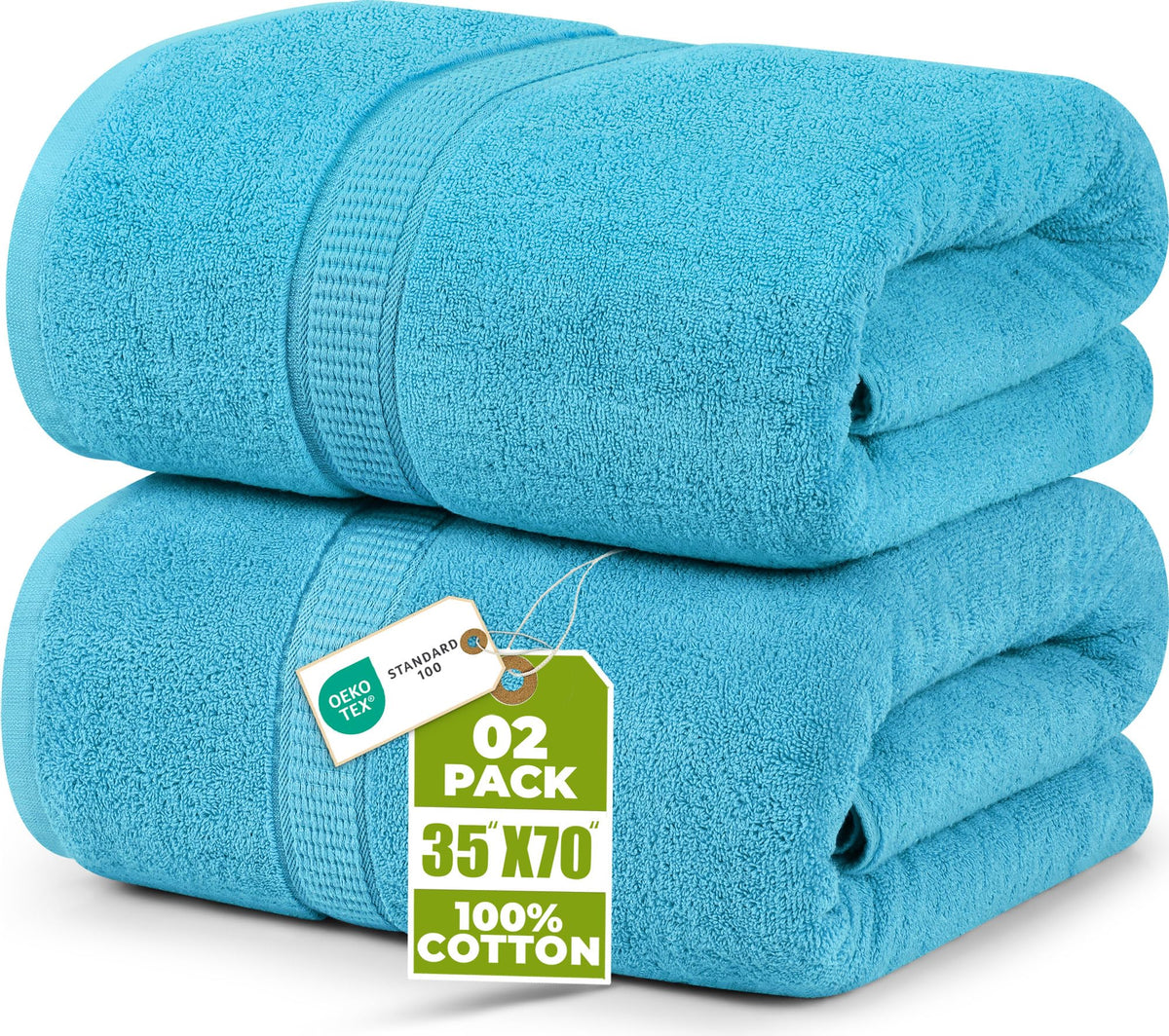Utopia Towels Jumbo Bath Sheets, 2 Pack, 35x70 in, 600 GSM Cotton, White