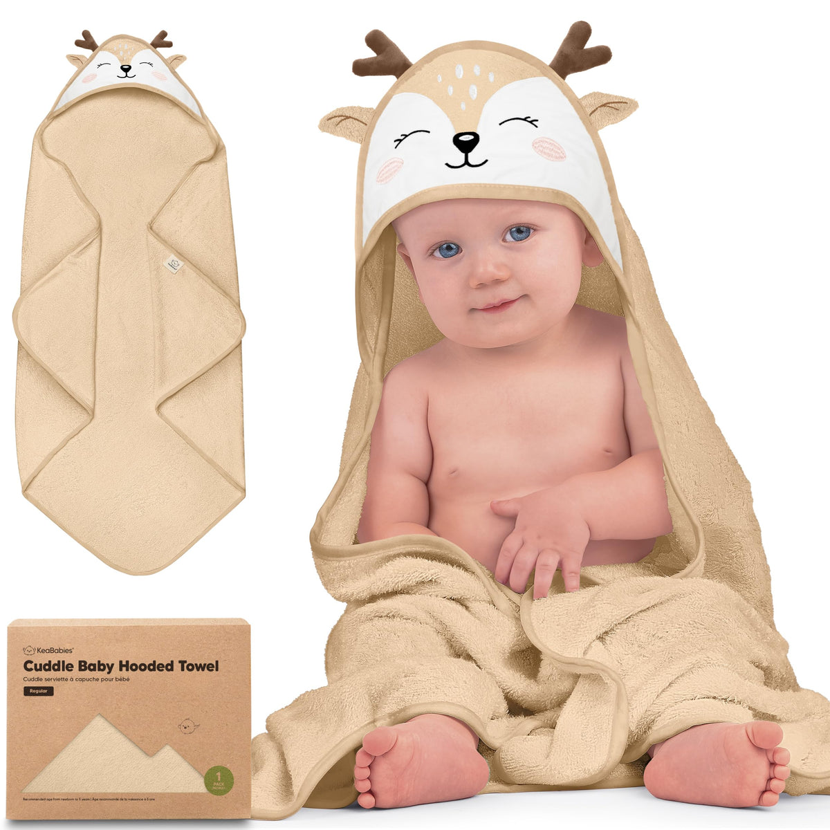 KeaBabies Hooded Baby Towel for Newborn, Baby Bath Towels (Duck, 35x35)