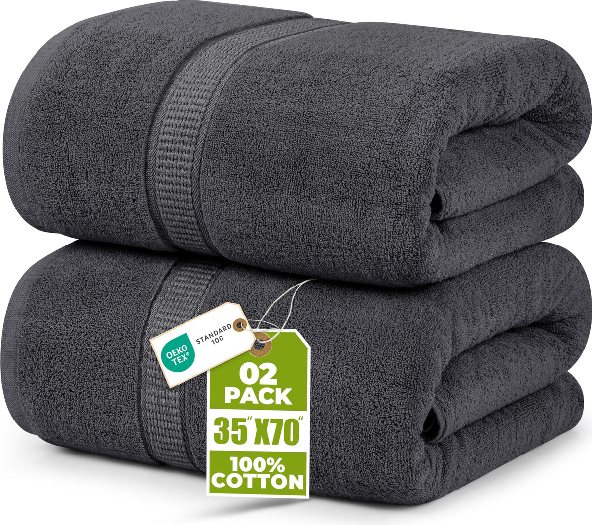 Utopia Towels Jumbo Bath Sheets, 2 Pack, 35x70 in, 600 GSM Cotton, White