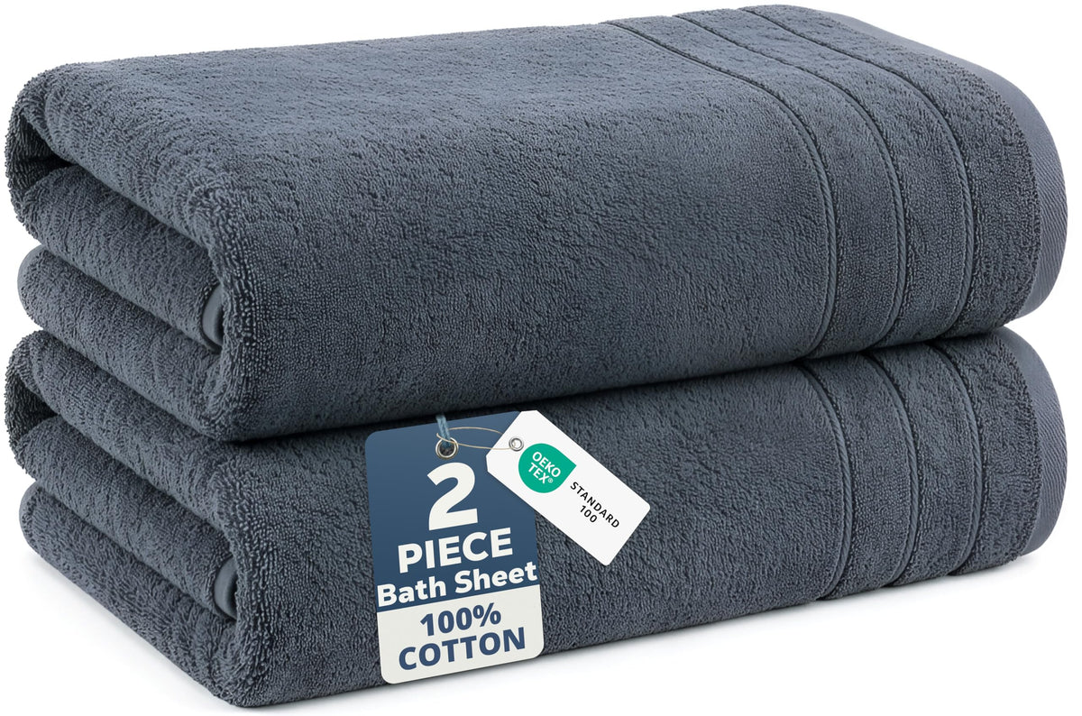 Casa Platino Bath Towels 100% Cotton 2 Piece Soft Absorbent - White