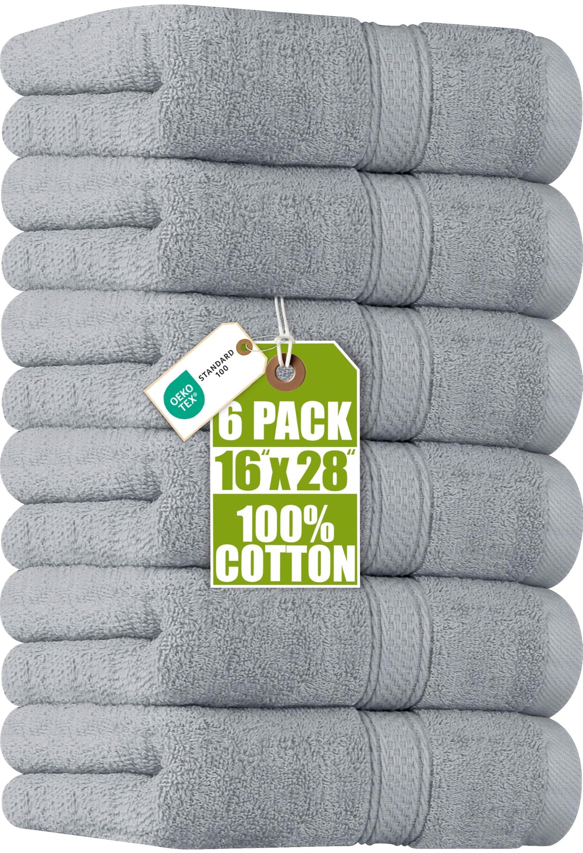 Utopia Towels 6 Pack Premium Hand Towels, 16x28 in, 600 GSM Cotton, Grey