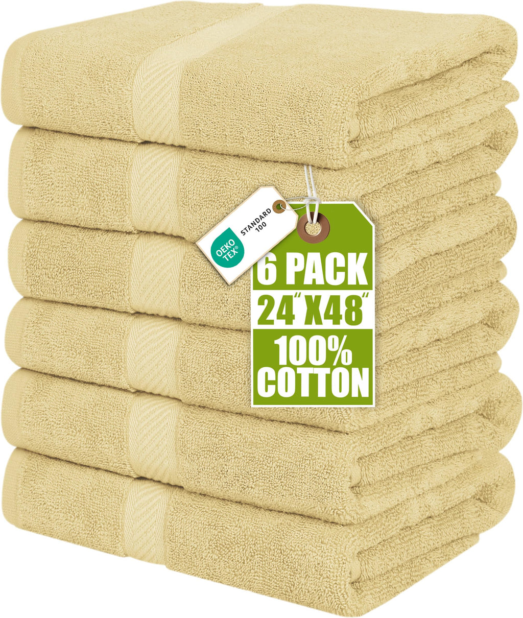 Utopia Towels 6 Pack Medium Bath Towels, 24x48 in, 500 GSM Cotton, White