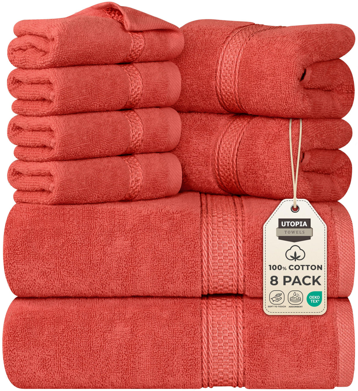 Utopia Towels 8 Piece Majestic Plush Luxury Towel Set, Cotton, Grey