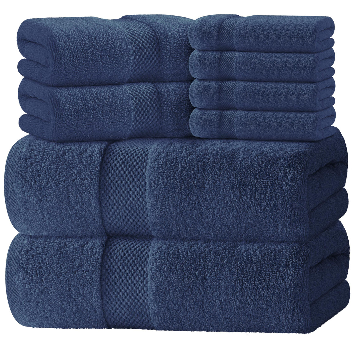 White Classic Luxury Bath Towel Set of 8 Pieces - 100% Turkish Cotton Highly Absorbent Towels for Bathroom, 2 Luxury Bath Towels 700GSM, 2 Hand Towels, 4 Washcloths, Ivory
