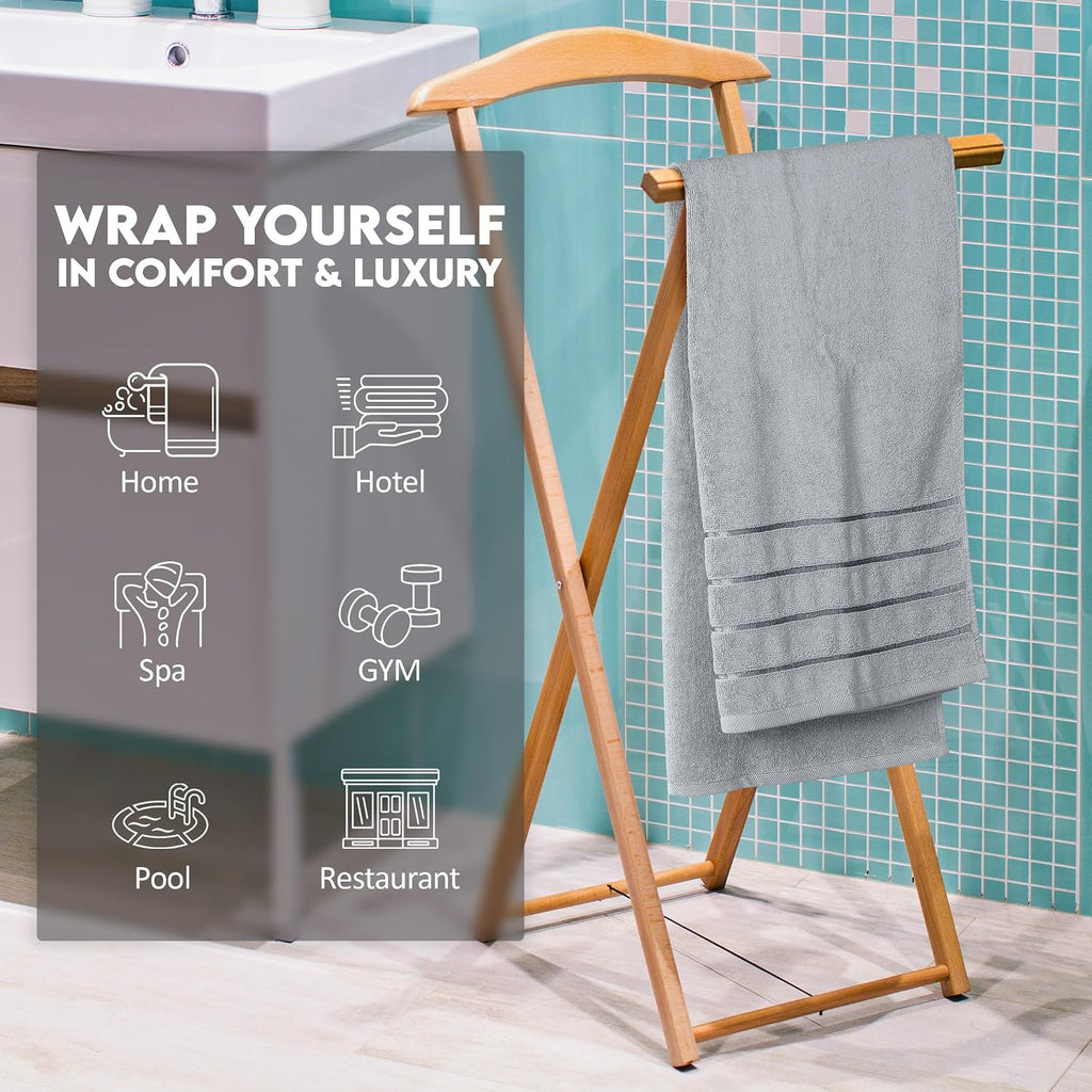 Utopia Towels 4 Pack Premium Viscose Oversized Bath Towels Set, Ring Spun Cotton, 27 by 54 Inches, Highly Absorbent, Quick Drying Shower Towels for Bathroom, Spa, Hotel and Gym, Cool Grey